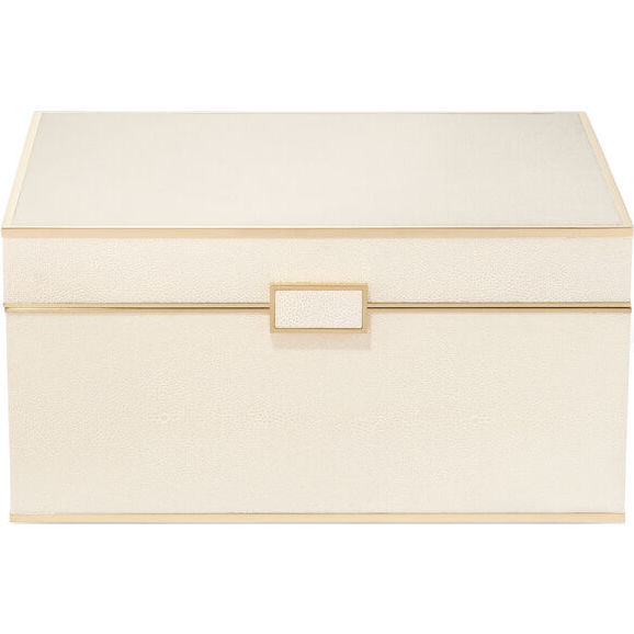 Luxe Shagreen Jewelry Box, Cream