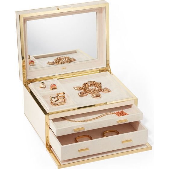 Luxe Shagreen Jewelry Box, Cream - Jewelry Boxes - 3