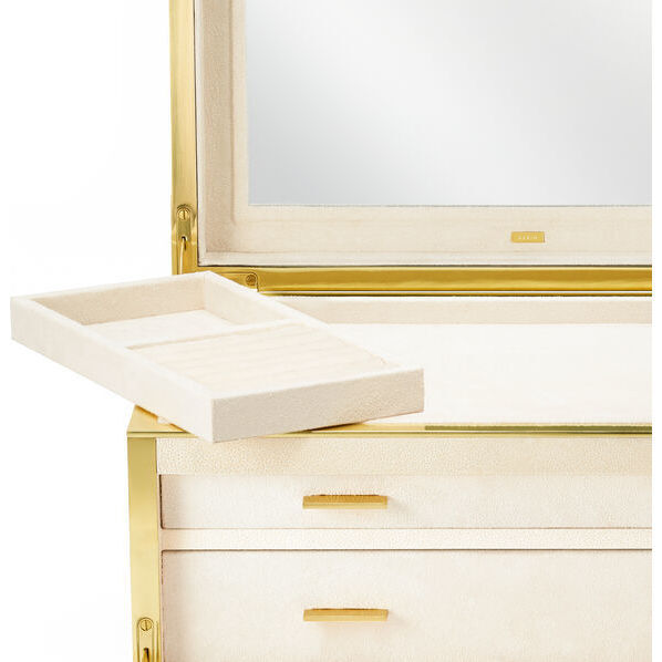 Luxe Shagreen Jewelry Box, Cream - Jewelry Boxes - 7