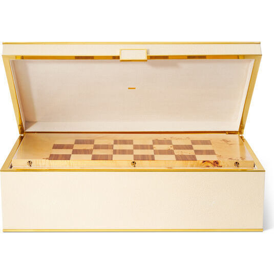 Classic Shagreen Game Box, Cream - Accents - 4
