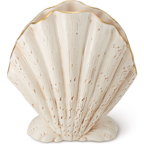 Amelie Shell Vase, White and Gold