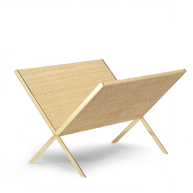 Colette Magazine Rack, Natural and Brass