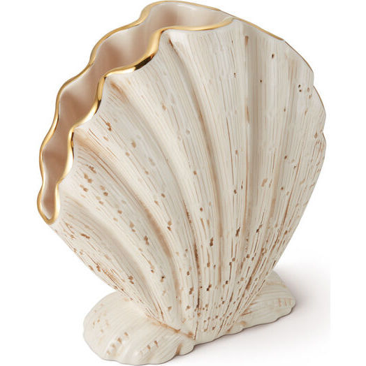 Amelie Shell Vase, White and Gold