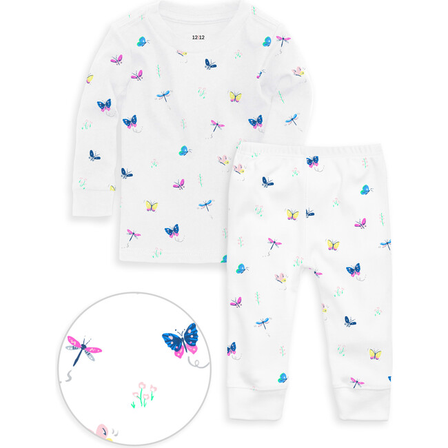 The Organic Long Sleeve Pajama Set, Neon Critters - Pajamas - 1