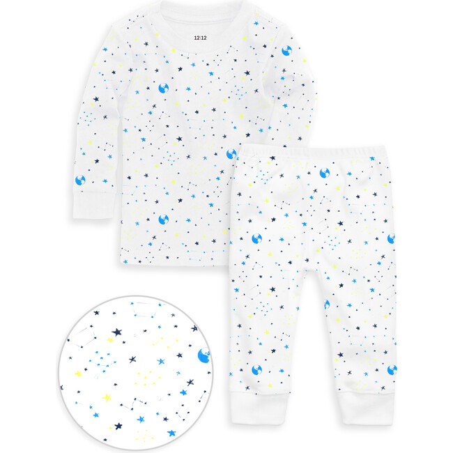 The Organic Long Sleeve Pajama Set, Neon Space - Pajamas - 1