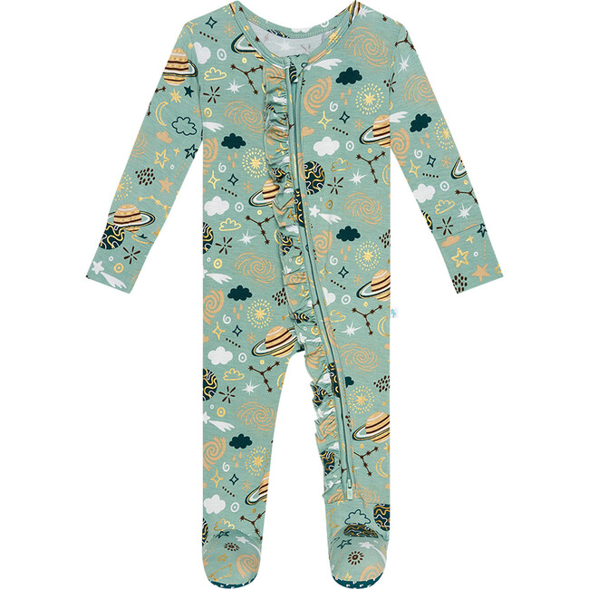 To The Stars Footie Ruffled Zippered One Piece