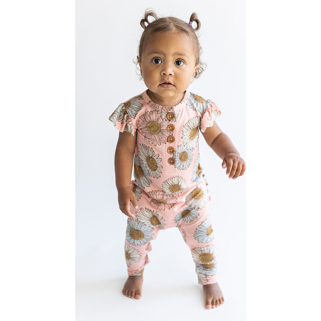 Millie Ruffled Capsleeve Henley Romper
