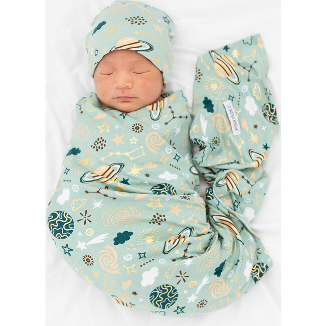 To The Stars Infant Swaddle and Beanie Set