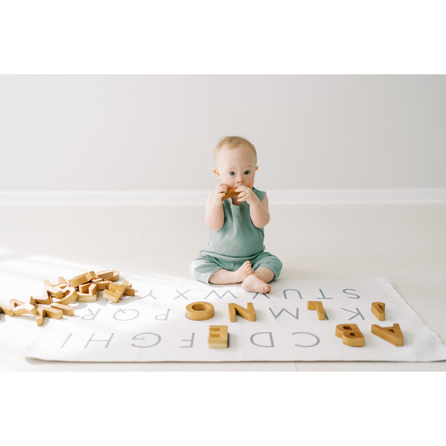 ABC Print Vegan Leather Playmat, White - Playmats - 3