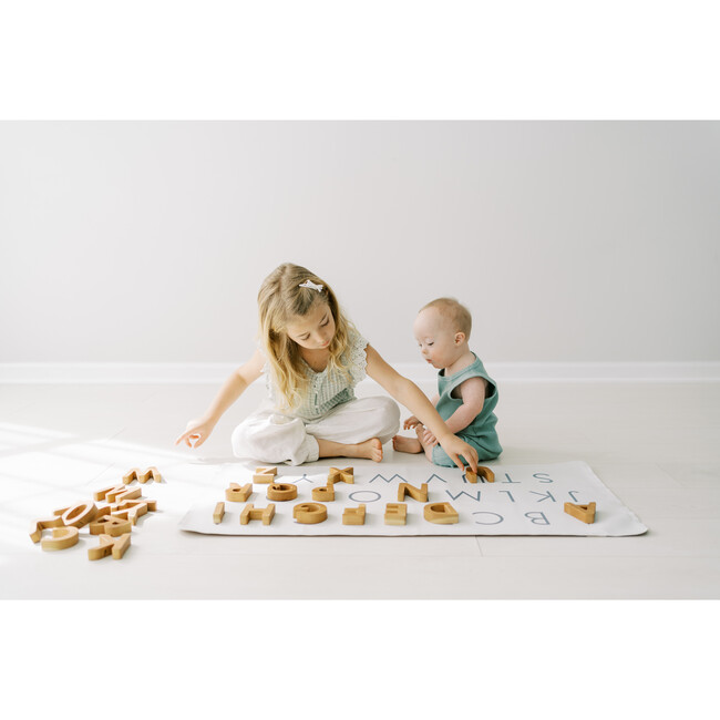 ABC Print Vegan Leather Playmat, White - Playmats - 5