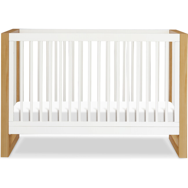 Nantucket 3-in-1 Convertible Crib with Toddler Bed Conversion Kit, Warm White and Honey - Cribs - 1