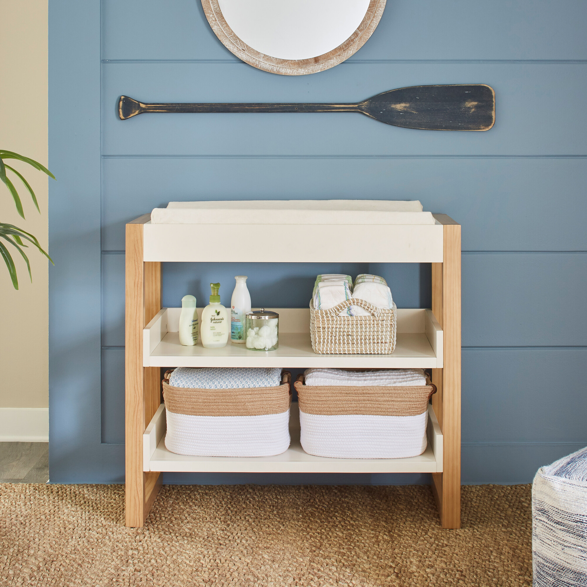 Baby changing table «Brise» | White & natural wood