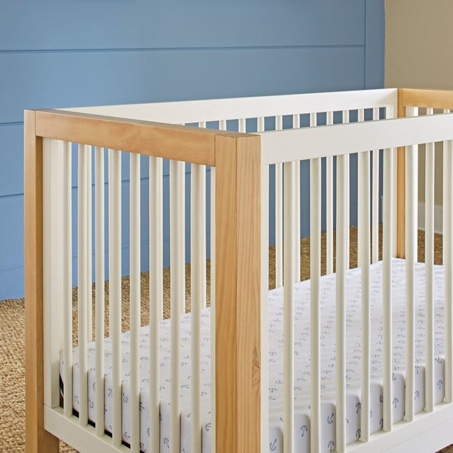 Nantucket 3-in-1 Convertible Crib with Toddler Bed Conversion Kit, Warm White and Honey - Cribs - 4