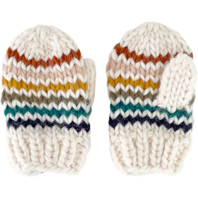 Rainbow Stripe Mittens, Retro - Gloves - 1