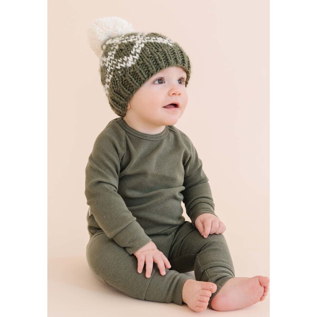 Diamond Faire Isle Hat, Olive - Hats - 3