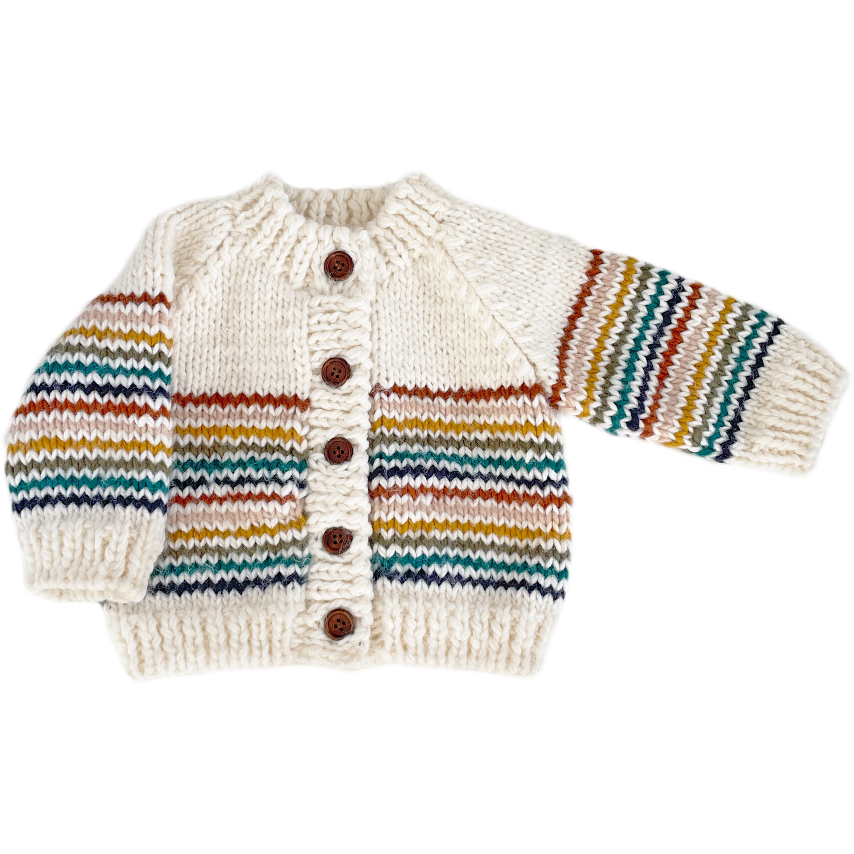 Rainbow Stripe Cardigan, Retro - Cardigans - 1