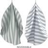 Sand Free Round Towel, Reversible Sage Green and Dove Grey Stripes - Towels - 1 - thumbnail