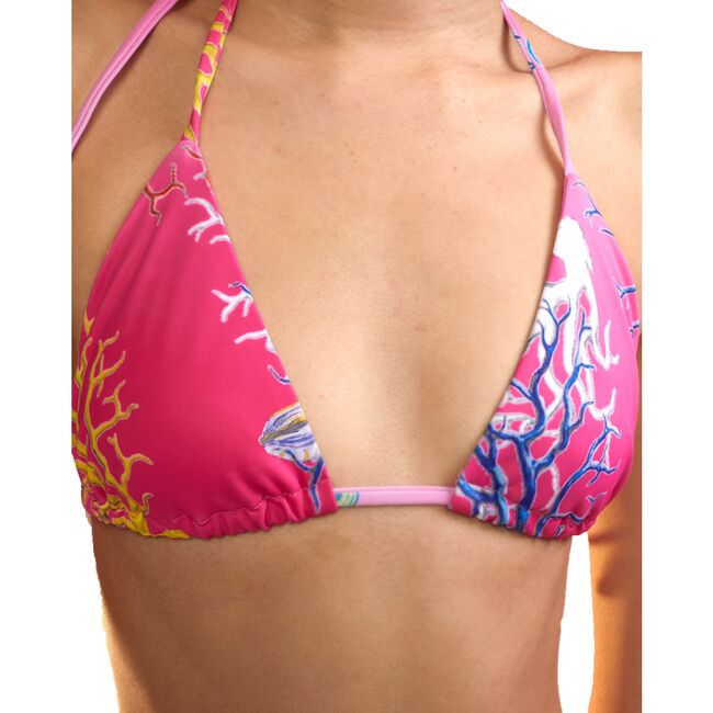 Coral String Bikini Top, Pink