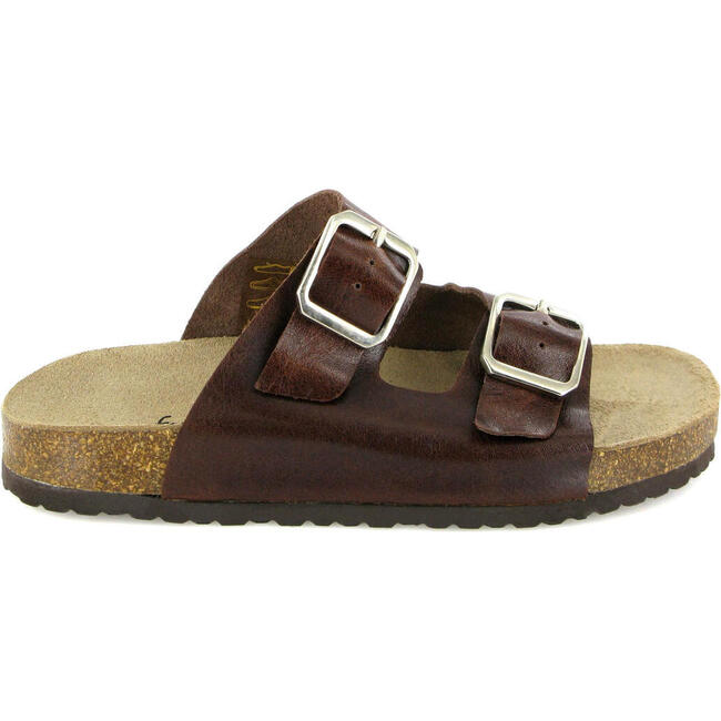Leather Two Velcro Sandal, Brown