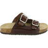 Leather Two Velcro Sandal, Brown - Sandals - 1 - thumbnail