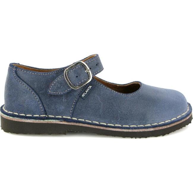 Leather Mary Jane Shoe, Blue - Mary Janes - 1