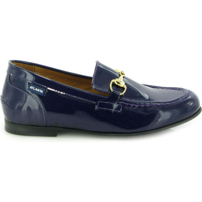 Patent Leather Teresa Buckle Loafers, Purple Blue