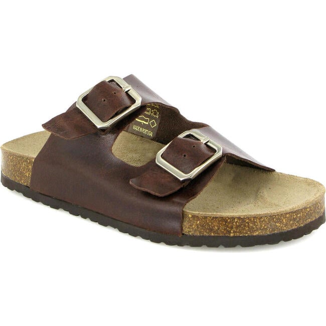 Leather Two Velcro Sandal, Brown - Sandals - 2