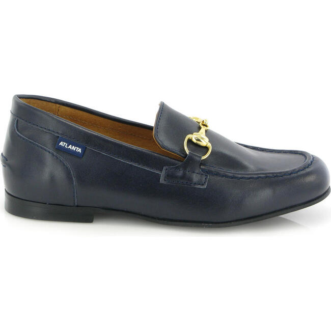 Smooth Leather Teresa Buckle Loafers, Dark Blue