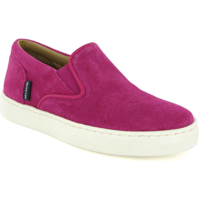 Suede Leather Slip On Sneakers, Fuchsia