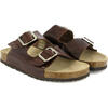 Leather Two Velcro Sandal, Brown - Sandals - 3