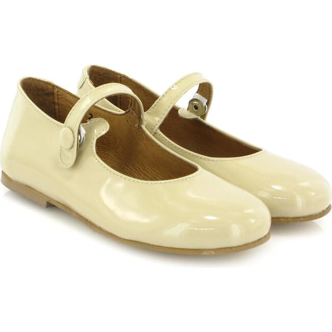 Patent Leather Mary Jane Ballerina, Beige - Mary Janes - 3