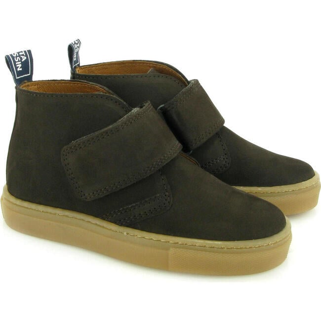 Nubuck One Strap Sneaker Boot, Dark Brown - Sneakers - 3