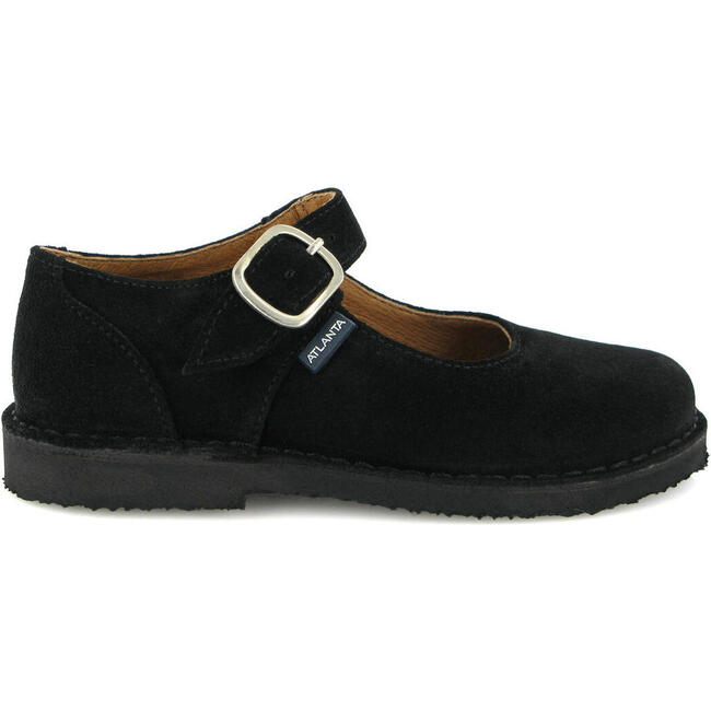 Suede Leather Mary Jane Shoe, Black