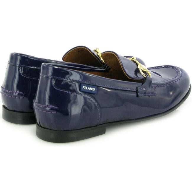 Patent Leather Teresa Buckle Loafers, Purple Blue - Loafers - 3