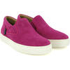 Suede Leather Slip On Sneakers, Fuchsia - Sneakers - 3