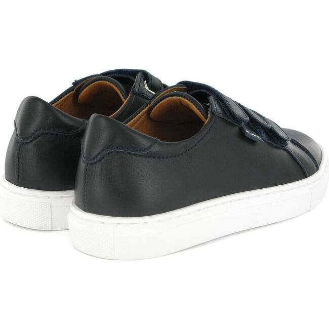 Smooth Leather Three Straps Sneakers, Blue Navy - Sneakers - 3