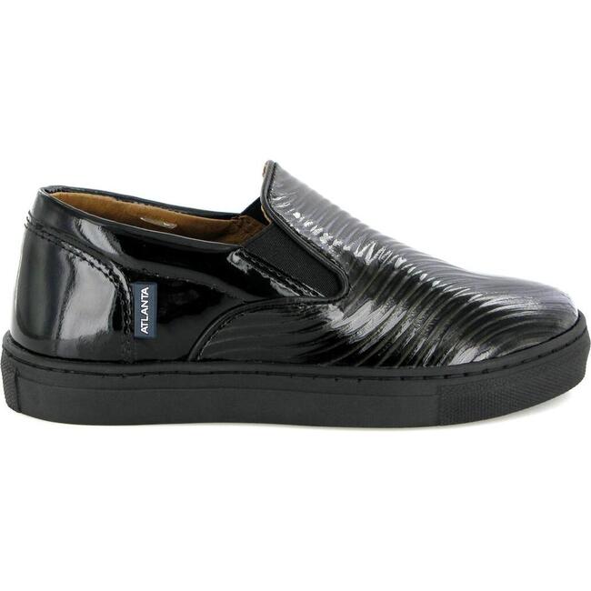 Leather Slip On Sneakers, Black - Sneakers - 1