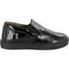 Leather Slip On Sneakers, Black - Sneakers - 1 - thumbnail