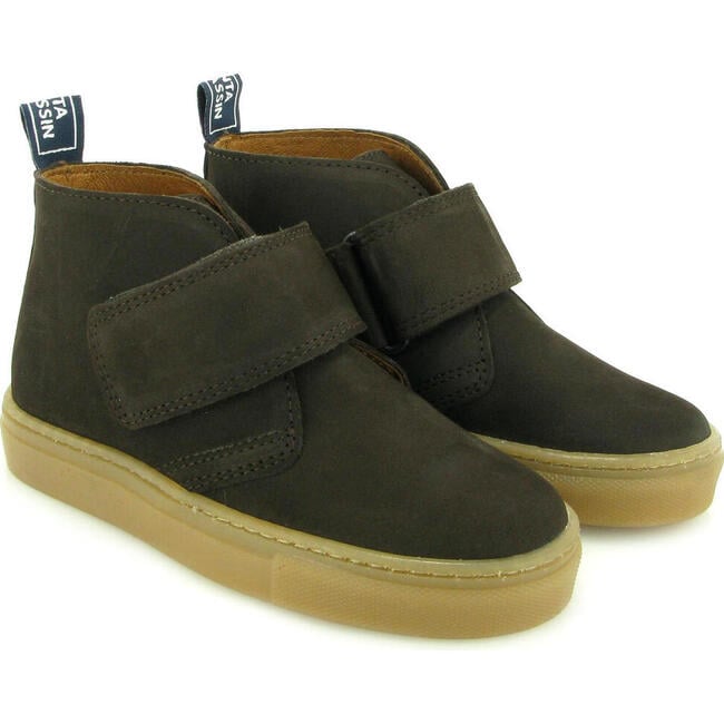 Nubuck One Strap Sneaker Boot, Dark Brown - Sneakers - 4