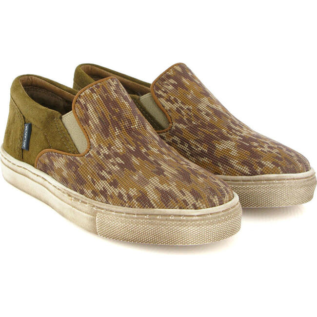 Leather Slip On Sneakers, Camel - Sneakers - 3