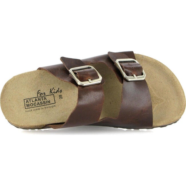 Leather Two Velcro Sandal, Brown - Sandals - 5