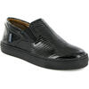 Leather Slip On Sneakers, Black - Sneakers - 2 - thumbnail