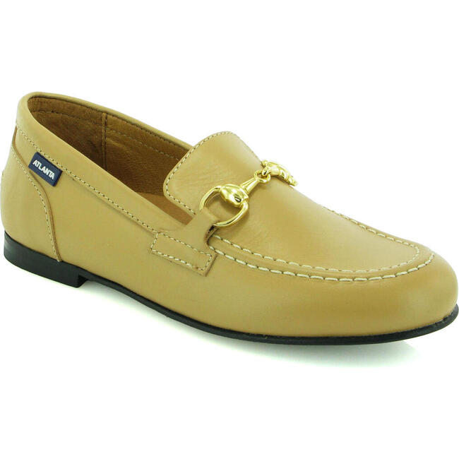 Smooth Leather Teresa Buckle Loafers, Beige - Loafers - 2