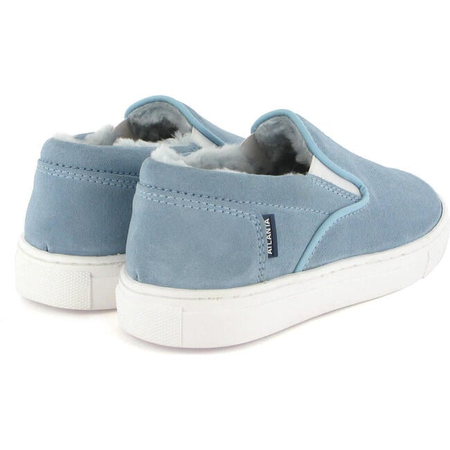 Wool Lining Suede Slip On Sneakers, Sky Blue - Sneakers - 3