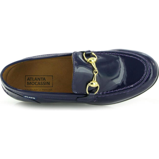 Patent Leather Teresa Buckle Loafers, Purple Blue - Loafers - 5