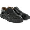Leather Slip On Sneakers, Black - Sneakers - 3