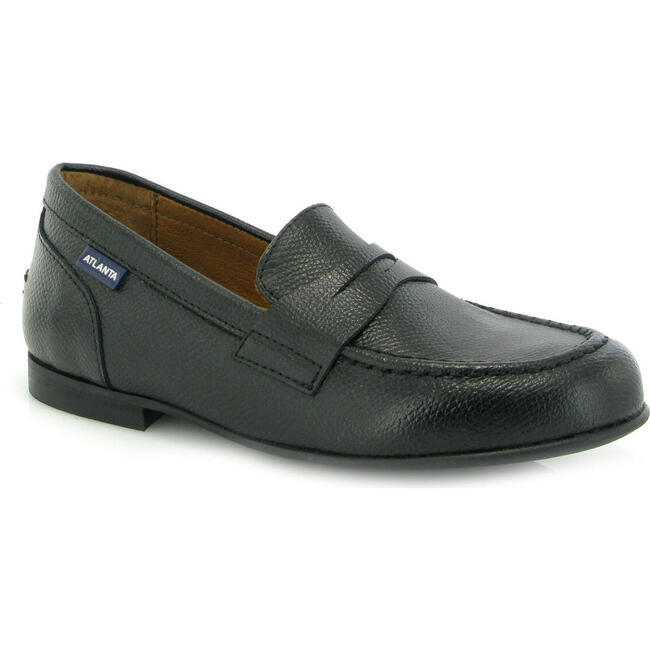 Grainy Leather Teresa Classic Loafers, Black
