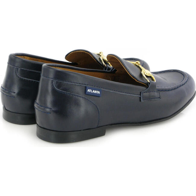 Smooth Leather Teresa Buckle Loafers, Dark Blue - Loafers - 5