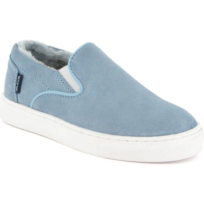 Wool Lining Suede Slip On Sneakers, Sky Blue - Sneakers - 4