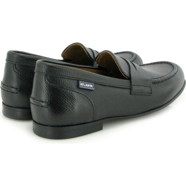 Grainy Leather Teresa Classic Loafers, Black - Loafers - 3